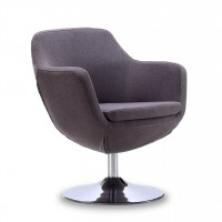 Manhattan Comfort AC028-GY Caisson Grey and Polished Chrome Twill Swivel Accent Chair